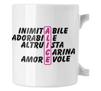 bubbleshirt Tazza Mug divertente con nome Alice e aggettivi simpatici Idea Regalo Compleanno Natale in ceramica