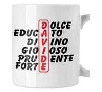 bubbleshirt Tazza Mug divertente con nome Davide e aggettivi simpatici Idea Regalo Compleanno Natale in ceramica