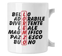 bubbleshirt Tazza Mug divertente con nome Lorenzo e aggettivi simpatici Idea Regalo Compleanno Natale in ceramica