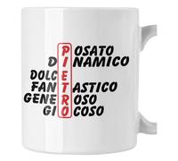 bubbleshirt Tazza Mug divertente con nome Pietro e aggettivi simpatici Idea Regalo Compleanno Natale in ceramica