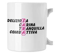 bubbleshirt Tazza Mug divertente con nome Sara e aggettivi simpatici Idea Regalo Compleanno Natale in ceramica