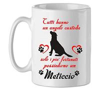 bubbleshirt Tazza Mug in Ceramica Tutti Hanno Un Angelo Custode Solo i più fortunati possiedono Un meticcio - Love - Dog - Idea Regalo