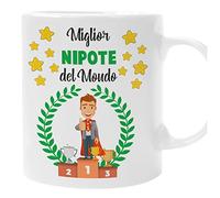 bubbleshirt Tazza Nipote Il Miglior Nipote del Mondo - Idea Regalo Originale e Divertente per Compleanni e Feste, Mug Ceramica, capacità 11 oz (circa 325 ml)