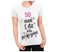 bubbleshirt Tshirt Donna Compleanno 18 20 30 40 50 60 70 80 Anni l'età della Perfezione Idea Regalo - Maglietta Cotone Manica Corta Bianche o Nere dalla S alla XL