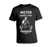 bubbleshirt Tshirt Film Cult Anni '80 l'allenatore nel Pallone - Mister Oronzo Canà - Longobarda - Football Manica Corta Nera Taglia XL