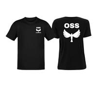 bubbleshirt Tshirt Personalizzabile OSS Uomo e Donna Operatore Socio Sanitario Angelo con Nome Tshirt Nera Manica Corta Modello 4 - Taglia L