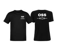 bubbleshirt Tshirt Personalizzabile OSS Uomo e Donna Operatore Socio Sanitario Elettrocardiogramma con Nome Tshirt Nera Manica Corta Modello 2 - Taglia L