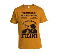 bubbleshirt Tshirt Uomo Film Cult Anni '80 ragionier ugo Organizzazione FIlini - veglione di San silvestro - Manica Corta Arancione Taglia XL