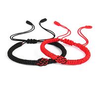 BUBEFSKD 1 paio di nodo anno di corda rossa, bracciale intrecciato a mano, nodo concentrico di accompagnamento, corda a mano, corda rossa, per donne e uomini regolabili