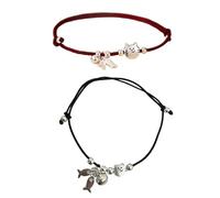 BUBEFSKD 2 Fatti A Mano Con Gatti E Pesci Braccialetti Con Ciondoli Rosso Cordoncino Intrecciato Gioielli Braccialetto Intrecciato Regalo Per Lei Lui Braccialetto Amicizia Fatto A Mano