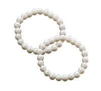 BUBEFSKD 2 pezzi 8mm classico imitazione perline braccialetti elastici bianco rotondo stretch regalo per festa di compleanno corda per ragazze
