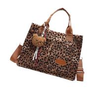 BUBEFSKD All Matching Borsa A Tracolla Per Donna Leopardo Stampa Borsa Crossbody Canvas Messenger Top Donne Tela Spalla Leopardo Stampa Crossbody Grande Capacità Borsa, marrone