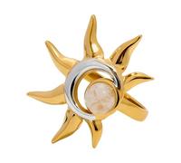 BUBEFSKD Anelli di incontri geometrici con sole e luna, apertura regolabile, gioiello unico per dita, adatto per feste e uso quotidiano, pietra di luna regolabile