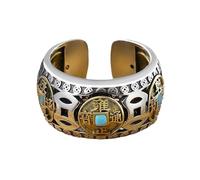 BUBEFSKD Anelli per monete rotanti regolabili con motivi tradizionali di ricchezza, per alleviare lo stress, gioielli per adulti, anti paura