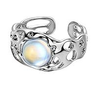 BUBEFSKD Anello di cristallo coreano per le donne L'opale irregolare anelli aperti brillano vintage geometrico Y2K Trend moda gioielli dito cristallo argento regolabile anello in pietra naturale