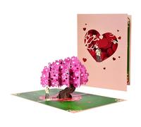 BUBEFSKD Biglietto di San Valentino amore albero di cuore popup benvenuto scrittura a mano benedizione per moglie fidanzata marito matrimonio sorpresa regalo