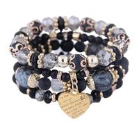 BUBEFSKD Bracciale etnico vintage in resina elastica con accenti di cuore scintillanti e nappe dinamiche design nappe accessorio per feste di danza etnica, Taglia unica, come descritto