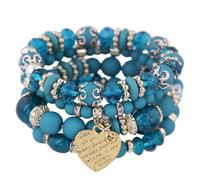 BUBEFSKD Bracciale etnico vintage in resina elastica con accenti di cuore scintillanti e nappe dinamiche design nappe accessorio per feste di danza etnica, Taglia unica, come descritto