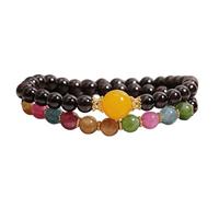 BUBEFSKD Bracciale in granato versatile con doppio anello, design impilabile per stili quotidiani e fiducia in se stessi, che rafforza il braccialetto elegante