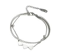 BUBEFSKD Braccialetto con ciondolo a forma di cuore, alla moda, da donna, in acciaio inox, adatto per occasioni casual e speciali, braccialetto multistrato per le donne, Taglia unica, come descritto