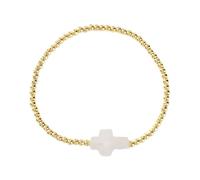 BUBEFSKD Braccialetto di perle d'oro alla moda con cordino elastico e incroci per trendsetters e credenti ugualmente perline braccialetto elastico, Taglia unica, come descritto