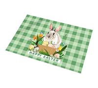 BUBEFSKD Buon Pasqua porta stuoia camion gnomi modello non scivolo piano d'ingresso tappeto di assorbimento dell'acqua tappeti da bagno interni esterni vacanza festa decorazione casa albero albero