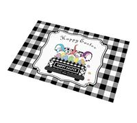 BUBEFSKD Buon Pasqua porta stuoia camion gnomi modello non scivolo piano d'ingresso tappeto di assorbimento dell'acqua tappeti da bagno interni esterni vacanza festa decorazione casa albero albero