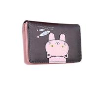 BUBEFSKD Cartone animato Corto Tipo Carta di Credito Bancario Titolare Casali Ragazze Donne Moneta Portafoglio Multi Slot Biflold Pocket Portafoglio Piccola Cerniera Cartone Cart, Nero , Mass Beauty