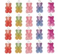 BUBEFSKD Confezione di 20 Ciondoli Colorati Orso Cartone Animato Cuore Misto Fascino Per Portachiavi Creativo E Accessori Di Moda Cartone Animato Decorazione Cuore, Taglia unica, come descritto