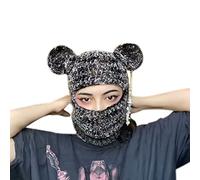 BUBEFSKD Costume a maglia con coniglietti cornei, divertenti cappelli da festa con tappi per le orecchie caldi, decorazioni pasquali, invernali, caldi cappelli per adulti