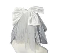 BUBEFSKD Delicato Sposa Tulle Con Perla/Bowknot Tipo Multiplare Matrimonio Bianco Velo Festa Di Sposa Velo Con Bowknot Forma Partito Copricapo, Arco perlato, Taglia unica
