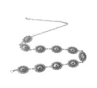 BUBEFSKD Donne Lega Cintura In Vita Dimagrante Camicia In Metallo Regolabile Con Fibbia Di Fiore Intagliato Cintura Della Catena Per Catene Metalliche, argento, Taglia unica