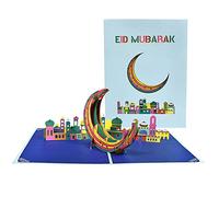 BUBEFSKD Eid Card Colorful Castles Luna Biglietti d'auguri per Eid Party Decorazione Include Busta e Appunti