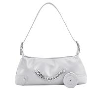 BUBEFSKD Elegante piccola borsa a tracolla avambraccio retrò catena borsa a mano in PU per ragazze festa ballo di fine anno con decorazione a catena alla moda e compatta avambraccio, argento
