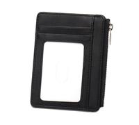 BUBEFSKD Elegante porta carte in PU blocco portamonete per la privacy che protegge con facile accesso alla cerniera per l'uso quotidiano del portafoglio di carte di credito, Nero , Mass Beauty
