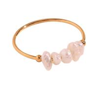 BUBEFSKD Eleganti anelli di perle d'acqua dolce placcato oro robusto acciaio inossidabile per le donne alla moda e alla moda Daiy utilizzare perle d'acqua dolce anelli, come descritto