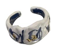 BUBEFSKD Eleganti Gocciolanti Olio Aperto Anelli Con Foglio D'oro Regolabile Ceramica Dita Anelli Gioielli Alla Moda Per Gli appassionati Di Moda Dimensione Regolabile, come descritto