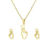 BUBEFSKD Gesto Del Cuore Della Mano Gioielli Accessori Orecchini E Collana Alla Struttura In Acciaio Inossidabile Per Un Uso Confortevole Collana Con Orecchini A Cuore Alla