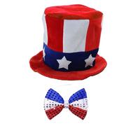 BUBEFSKD Independance Day Costume Zio Accessori Top Paillettes Fascia Collane Calze Per Donne E Uomini Independance Day Fascia Collana Set Per Uomini Donne Ragazze Accessori Costume