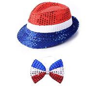 BUBEFSKD Independance Day Costume Zio Accessori Top Paillettes Fascia Collane Calze Per Donne E Uomini Independance Day Fascia Collana Set Per Uomini Donne Ragazze Accessori Costume
