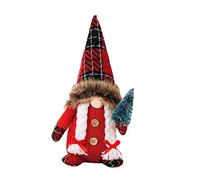 BUBEFSKD Natale Senza Volto Nero E Rosso plaidshat Uomo Tenendo Albero Di Natale Decorazioni Ornamento Santagnomde Decorazione Orament Uomo Con Albero E Cappello A Griglia Per L'Atmosfera