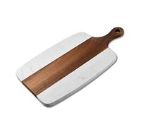 BUBEFSKD Piatto da portata in legno di acacia e formaggio in marmo tagliere con salsiccia piatto per formaggio frutta carne cucina legno marmo salsicce