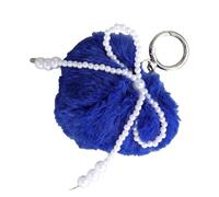 BUBEFSKD POMS POMS - Portachiavi in pelliccia sintetica per auto, portachiavi, in morbido peluche con pompon, Blu