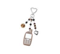 BUBEFSKD Portachiavi portatile leggero a specchio per borsa, chiavi, accessori, design a cuore di perle, pratico acrilico