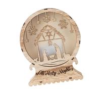 BUBEFSKD Presepe A LED in Legno con Luce A Decorazione A Centrotavola per Feste Invernali per La Tavola Natale Decorazione in Legno con Vassoio A più Livelli