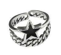 BUBEFSKD Regolabile Black Stars Fashion Multitiered Cross Vintage Open Party Gioielli per le donne Open Anelli Moda Festa di Compleanno Gioielli, come descritto