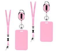 BUBEFSKD Set di 2 porta badge con rotolo retrattile e clip per cordino, per infermiere scolastiche, ufficio, teen e carte di credito, con cordino retrattile, b