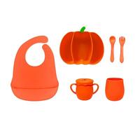 BUBEFSKD Set di alimentazione della zucca per Halloween, pratici, piatti da portata per bambini, piatti da cucina, ventose, piatti in silicone