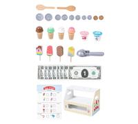 BUBEFSKD Set di gelateria in legno per bambini, giochi di ruolo per imparare le abilità motorie. Giocattoli di ruolo per lo sviluppo delle capacità motorie