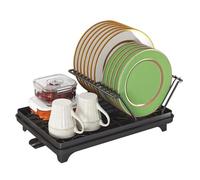 BUBEFSKD Stendino per Piatti Efficiente in Termini Spazio con Portautensili da Appoggio Pratico Scolapiatti Stoviglie Utensili da Cucina Drenaggio Automatico